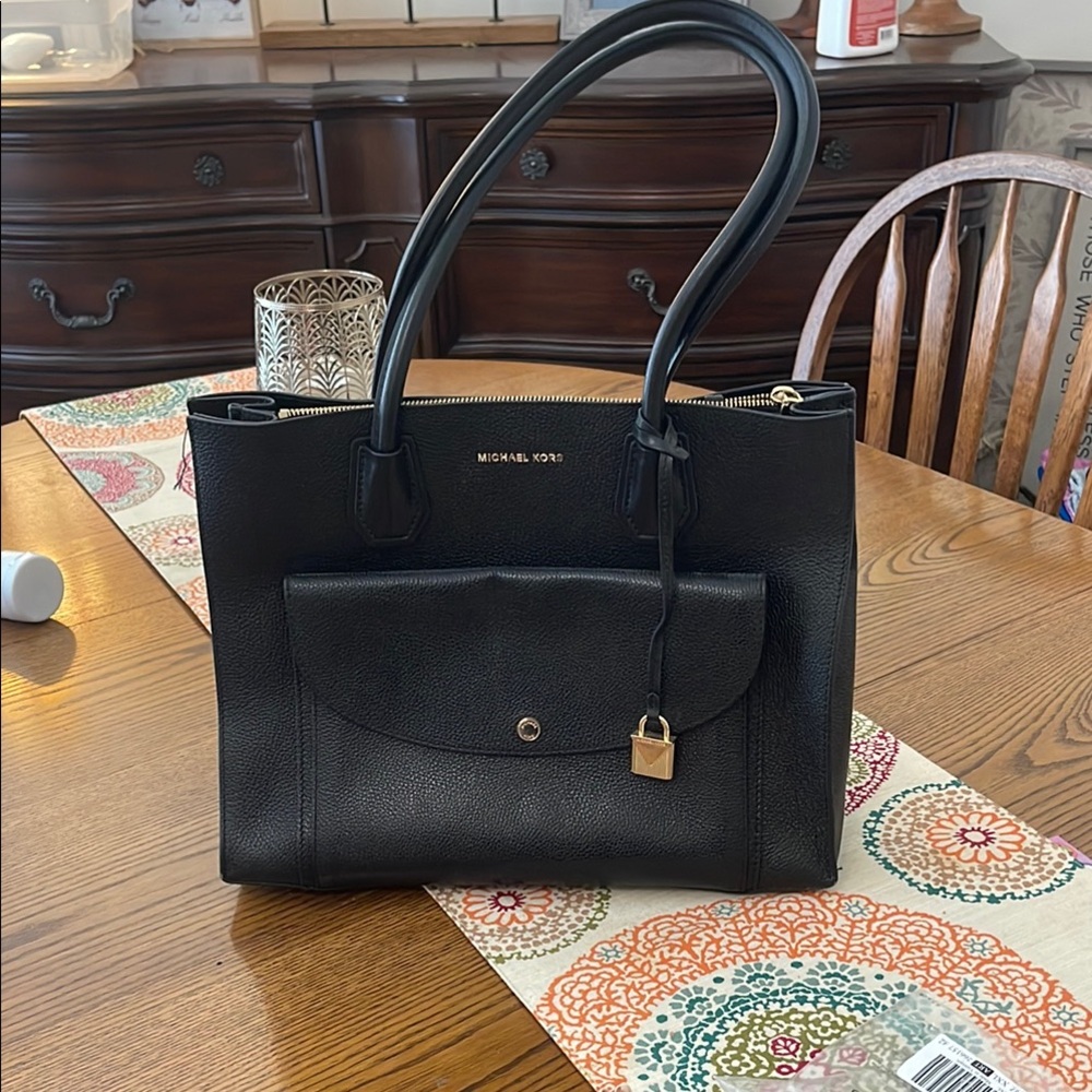 Michael Kors Black Leather Tote Bag
